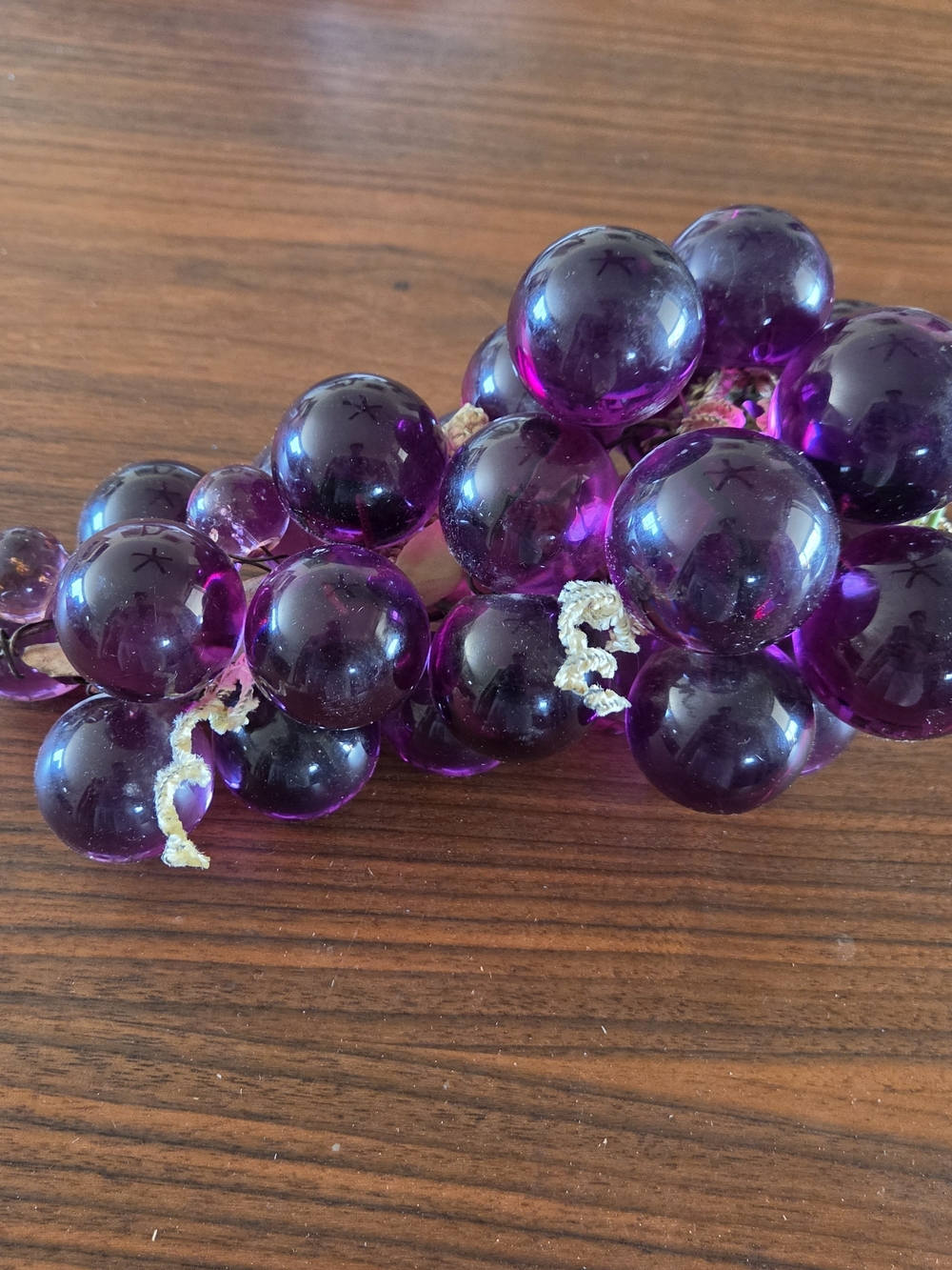 Vintage purple Lucite grape cluster decorative centerpiece  MCM Driftwood 12 "